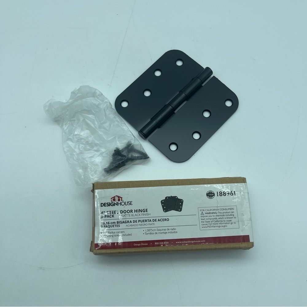 Design House Steel Door Hinge Matte Black Finish 4 Hinges Total 4 Inches